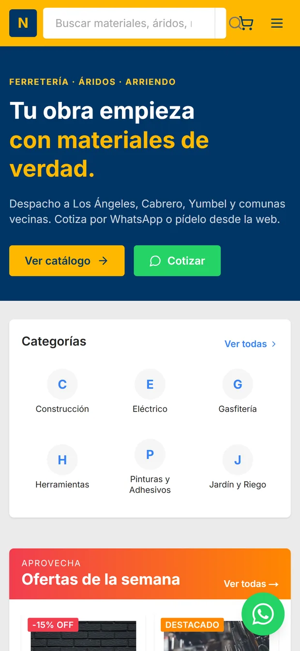 Vista móvil del proyecto Nexo Sur